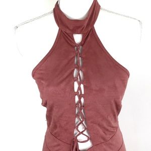 Hustler faux suede lingerie mini dress